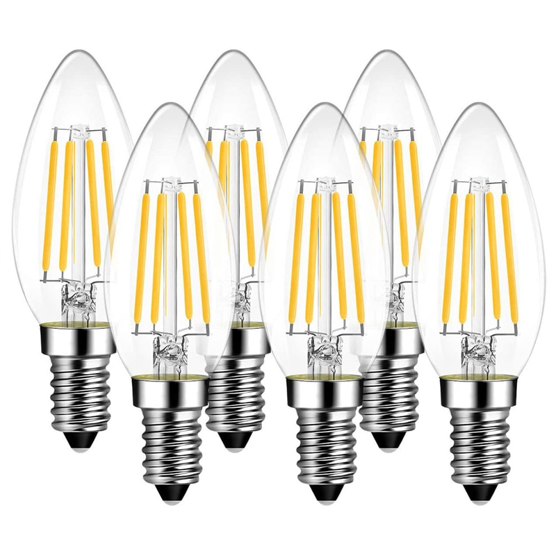 LED 전구 필라멘트 캔들 램프, 에디슨 레트로 앤티크 빈티지 스타일, 차갑고 따뜻한 화이트, 4W, 8W, 12W 샹들리에 조명, AC220V, C35, E14, C35L